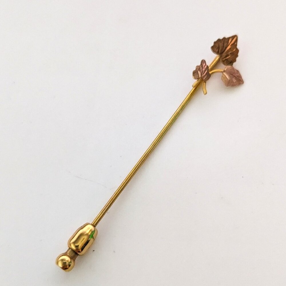 Vintage 10KT GOLD BLACK HILLS GOLD Leaves Stick Pin